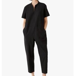 EILEEN FISHER Organic Cotton Blend Short Sleeve Jumpsuit